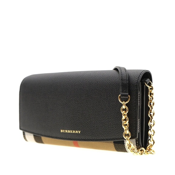 Burberry Henley Chain Crossbody House Check Black New - Picture 2 of 7